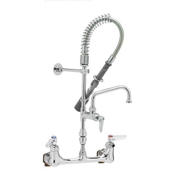 T&S B2278A12CRCEL EasyInstall Wall Mounted 42" High PreRinse Faucet with Adjustable 8