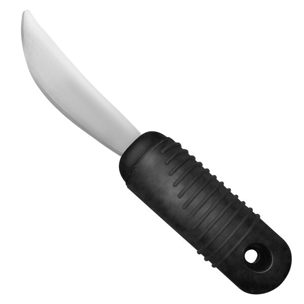 A Richardson Products Inc. Able Grip Rocker Knife with a black handle and white blade.