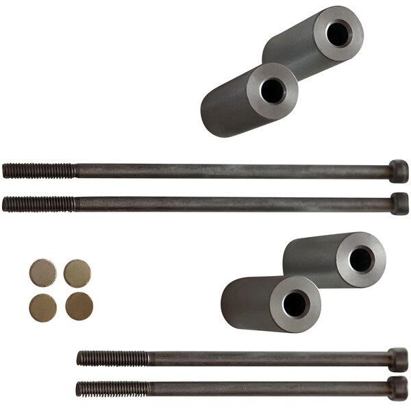 Stainless steel leg set for Bizerba GSP series slicers, including four metal cylinders and screws.