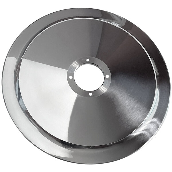 A stainless steel circular blade for a Bizerba GSP meat slicer with a hole in the center.