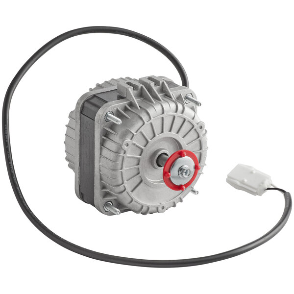 An Avantco fan motor with a black wire attached.
