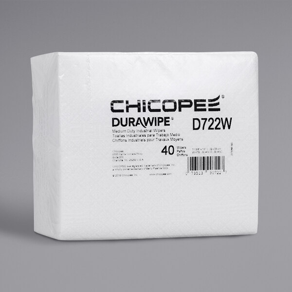 A white box of Chicopee DuraWipe industrial wipers.