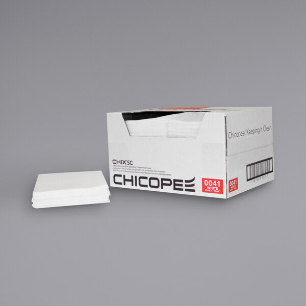 A white box of Chicopee standard-duty foodservice towels.