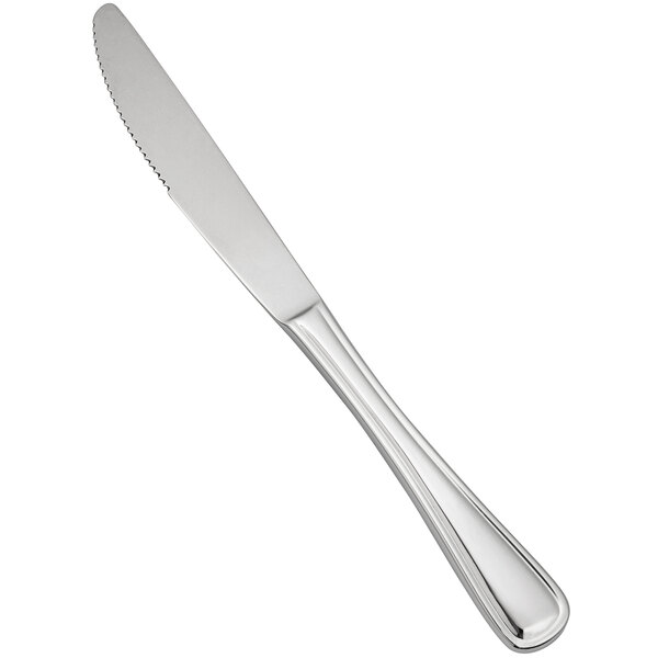 A Bon Chef stainless steel dinner knife with a solid handle.