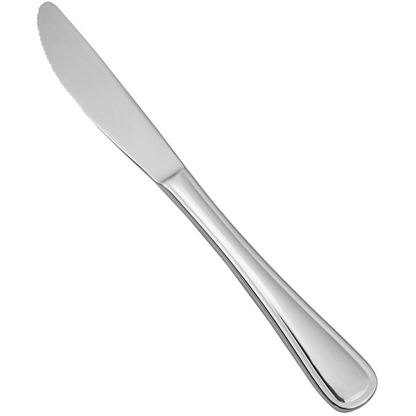 A Bon Chef Ravello stainless steel dessert knife with a solid handle.