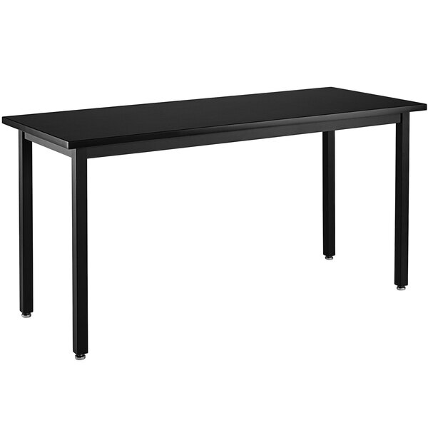 A National Public Seating black steel science lab table with black legs.