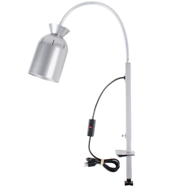 A silver Nemco single bulb clamp on infrared bulb with a cord.