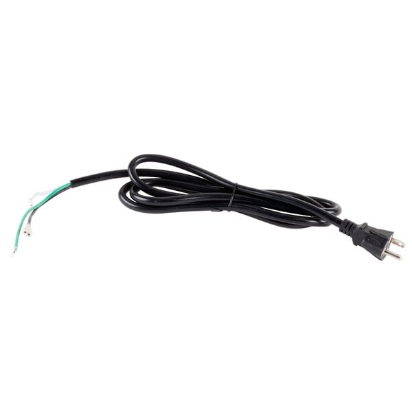 A close-up of a black ServIt electrical cord with a white NEMA 6-20P plug.