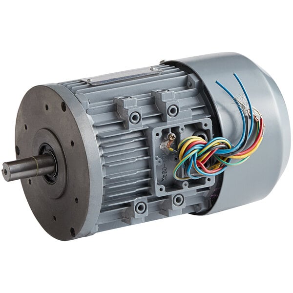 An Avantco electric motor for a vertical band meat saw with wires.