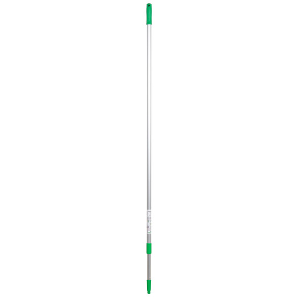 A white and green Unger telescopic pole with a green handle.
