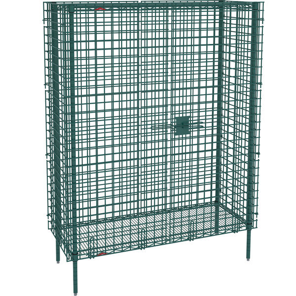 A Metroseal wire mesh security cabinet with a door.