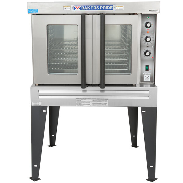 A Bakers Pride Cyclone Series natural gas convection oven with double glass doors.