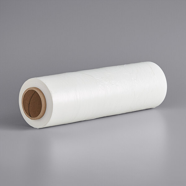 A roll of white plastic stretch wrap.
