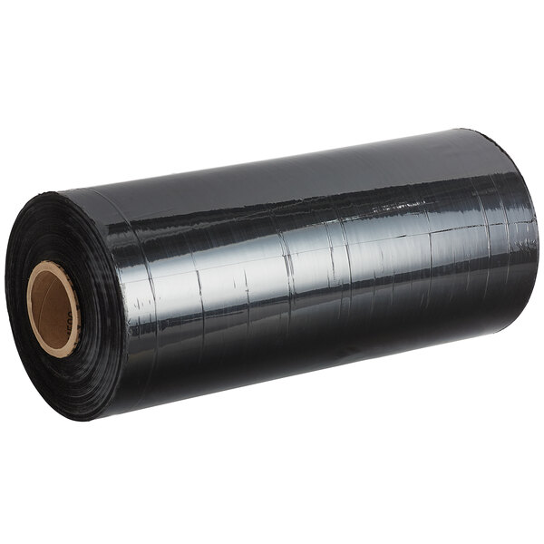 A roll of black Lavex stretch film.