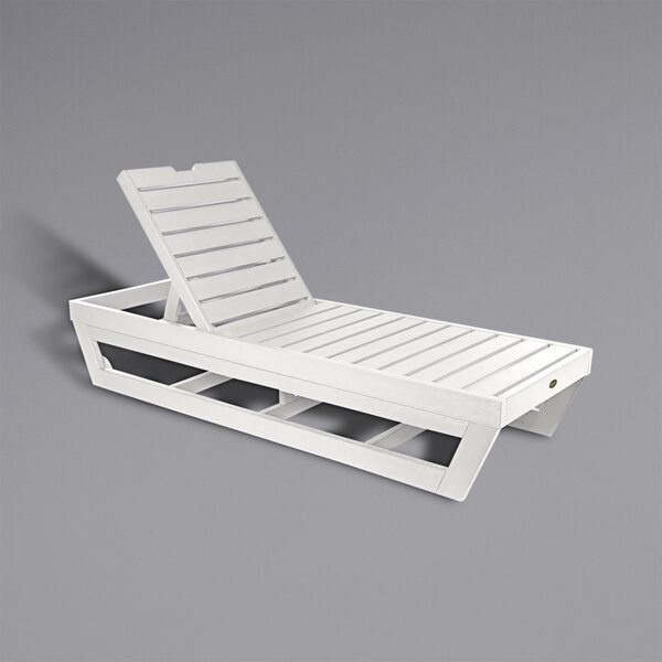 A white wooden chaise lounge chair.