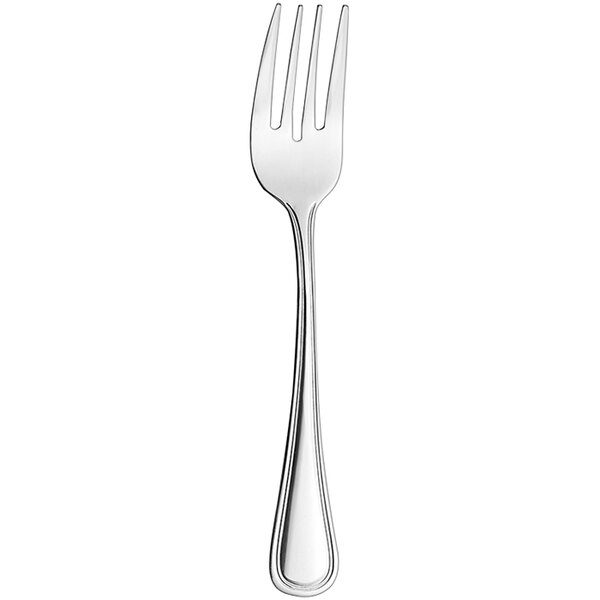 An Arcoroc stainless steel salad/dessert fork with a silver handle.