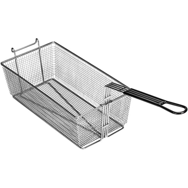 A Globe fryer basket with a handle.