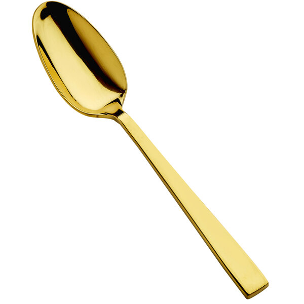 A Bon Chef gold stainless steel teaspoon with a long handle.