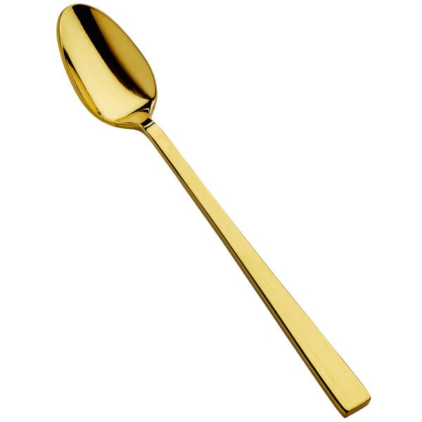 A Bon Chef stainless steel iced tea spoon with a long handle and a gold finish.