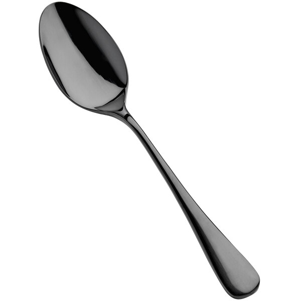 A Bon Chef stainless steel spoon with a black handle.