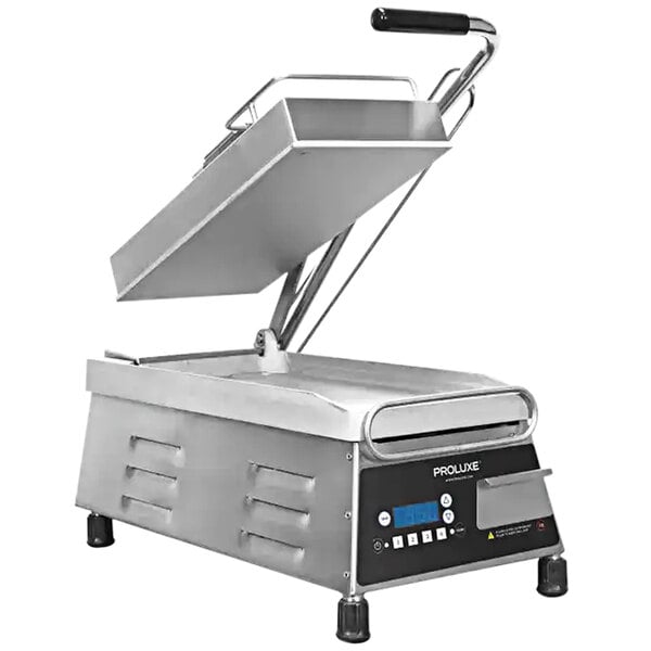 A Proluxe Vantage sandwich grill with smooth plates and a lid.