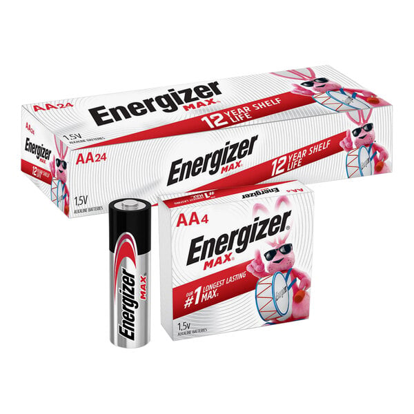 A close-up of two boxes of Energizer MAX AA batteries.