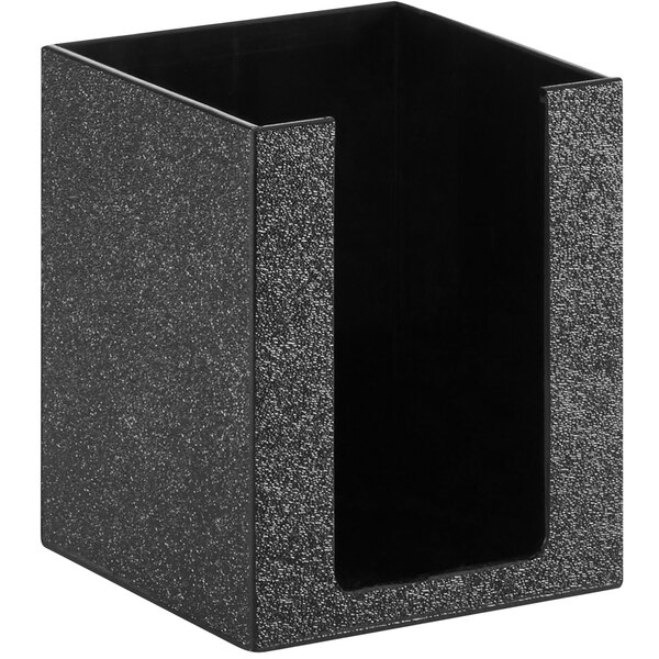 A black plastic countertop box with a small square opening.