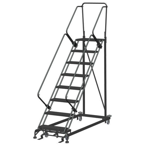 A gray steel Ballymore heavy-duty stairway slope ladder with metal bars.