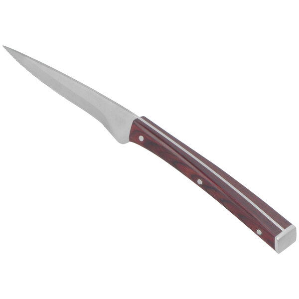 A Walco San Antonio steak knife with a pakkawood handle and a silver blade.