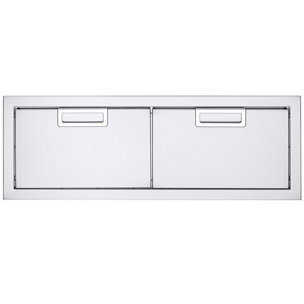 A white rectangular object with two drawers.