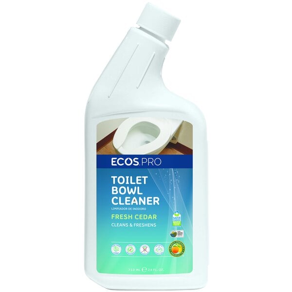 A white bottle of ECOS Fresh Cedar Scented Toilet Bowl Cleaner.