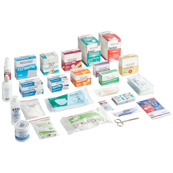 A Medique 3-shelf first aid kit refill box.