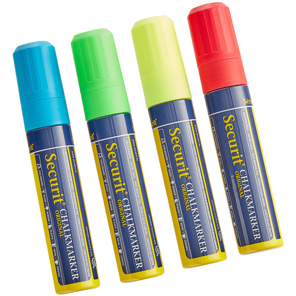 A set of four American Metalcraft chalk markers in assorted colors.