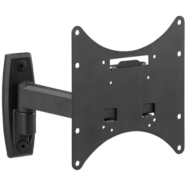A black RCA single arm swivel mount bracket with holes and a curved design.