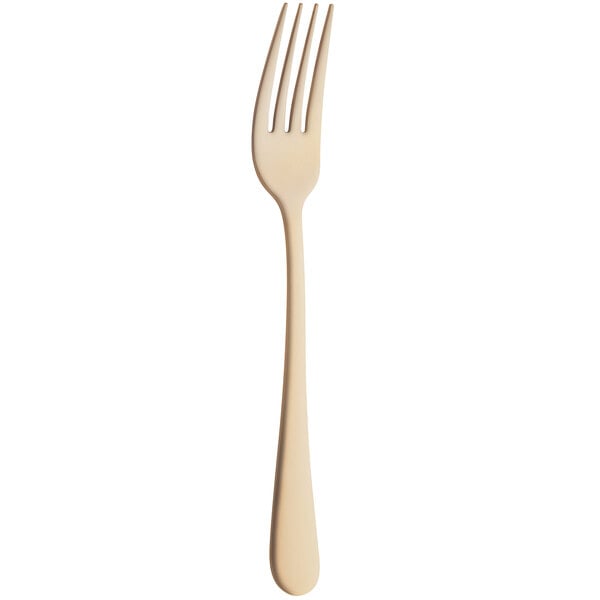 An Amefa Austin stainless steel dessert fork with a white handle.