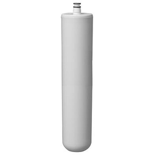 A white cylinder with a black cap and black rings.