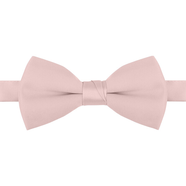 A close-up of a light pink Henry Segal poly-satin bow tie with an adjustable band.