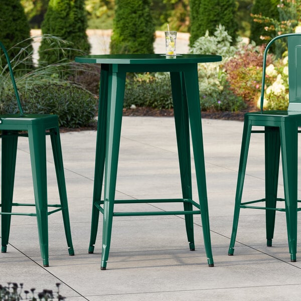 Lancaster Table & Seating Alloy Series 30" Round Emerald Green Bar Height Outdoor Table