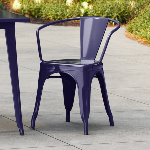 Lancaster Table & Seating Alloy Series Navy Outdoor Arm Chair