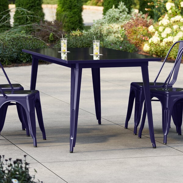 Lancaster Table & Seating Alloy Series 63" x 32" Sapphire Standard Height Outdoor Table