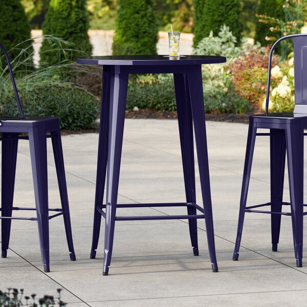 Lancaster Table & Seating Alloy Series 30" Round Sapphire Bar Height Outdoor Table