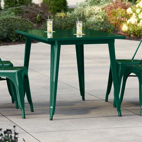 Lancaster Table & Seating Alloy Series 48" x 30" Emerald Green Standard Height Outdoor Table