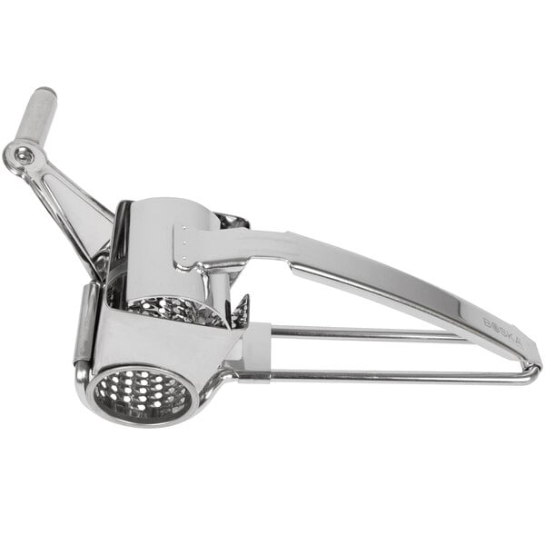 A Boska stainless steel rotary cheese grater with a handle.