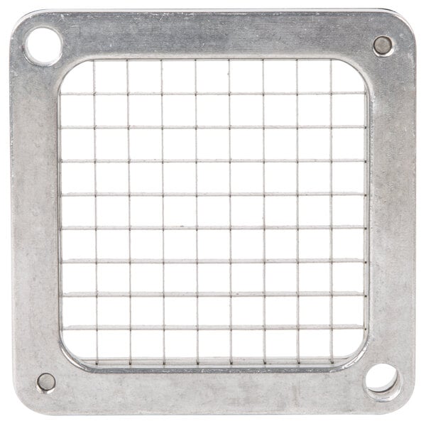 A metal square Nemco blade with holes in it.