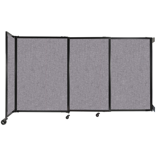 A Versare Cloud Gray StraightWall wall-mounted sliding room divider.