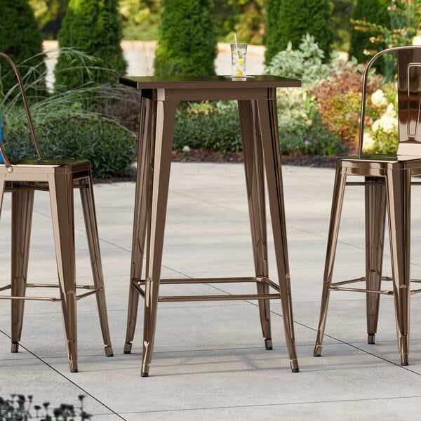 Lancaster Table & Seating Alloy Series 24" x 24" Copper Bar Height Outdoor Table
