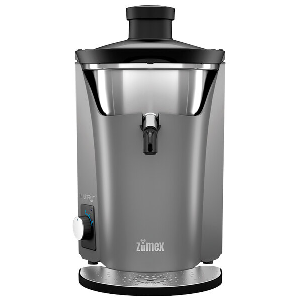 A Zumex granite and silver multifruit juice extractor.