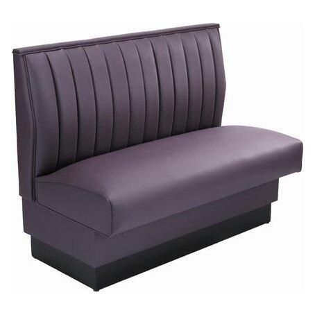 An American Tables & Seating purple booth with a black base.