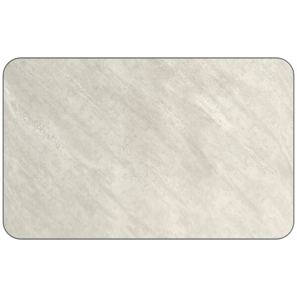 A white rectangular table top with a gray slate border.