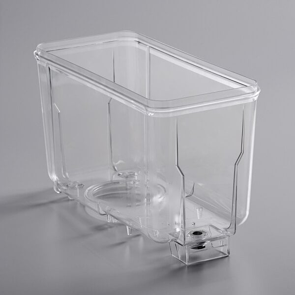 An Avantco clear plastic bowl with a clear lid on a clear bottom.